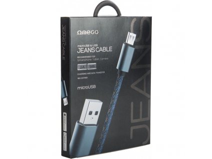 Omega kabel USB microUSB 2A Jeans 1m (OUFBB7MBL)