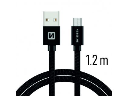 SWISSTEN kabel USB microUSB textilní 1,2m 3A černá