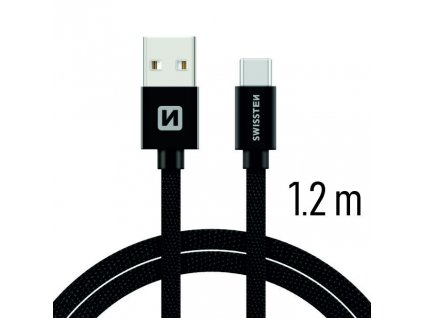 SWISSTEN kabel USB USB-C textilní 1,2m 3A černá