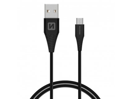 SWISSTEN kabel USB microUSB s konektorem 9mm 1,5m ČERNÁ