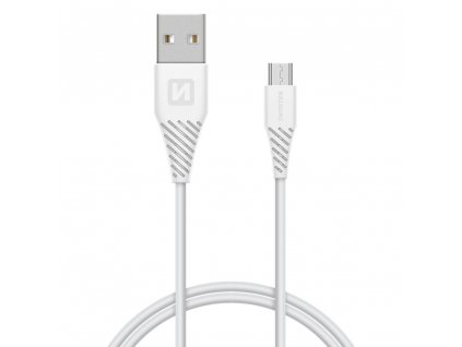 SWISSTEN kabel USB microUSB s konektorem 9mm 1,5m BÍLÁ