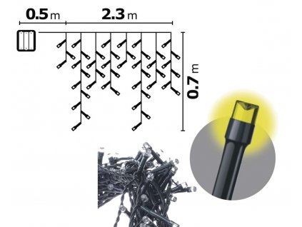 EMOS-ZY2059 120LED 2,3m 3xAA IP44 řetěz záclona teplá bílá časovač