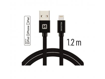 SWISSTEN kabel USB Lightning MFI 1,2m 3A černá