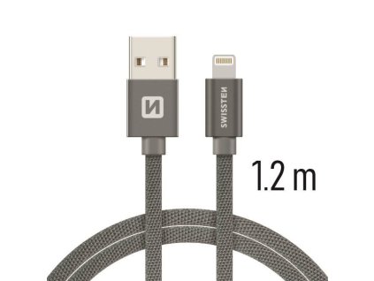 SWISSTEN kabel USB Lightning textilní 1,2m 3A šedá