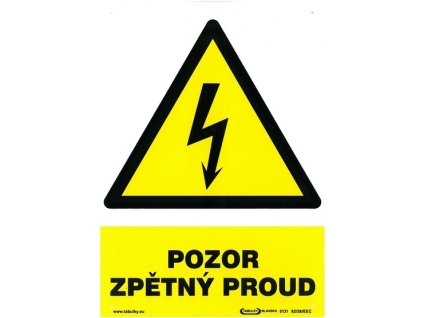 Pozor zpětný proud 210x297mm - plastová tabulka