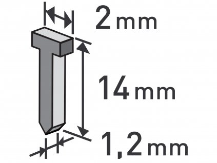 hřebíky, balení 1000ks, 14mm, 2,0x0,52x1,2mm