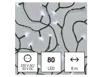 EMOS D4AC02 80LED  8m CW IP44 řetěz bílý,časovač (ZY0802)