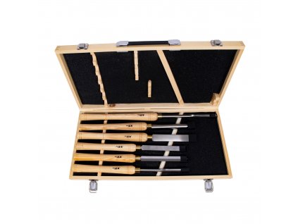 XTLINE Sada struhů s dřevěnou rukojetí 6 dílů (soustružnická dláta) | dřevěný box