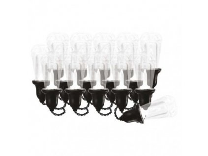 LED světelný řetěz – 16x párty žárovky čiré, 7,6 m, venkovní i vnitřní, teplá bílá