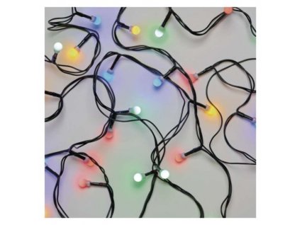 LED vánoční cherry řetěz – kuličky, 48 m, venkovní i vnitřní, multicolor, časovač
