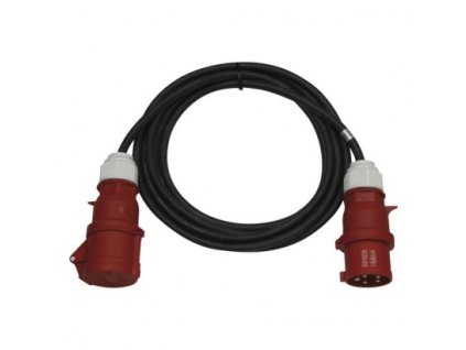 3 fázový venkovní prodlužovací kabel 20 m / 1 zásuvka / černý / guma / 400 V / 4 mm2