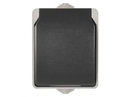 Zásuvka nástěnná, šedo-černá, IP54