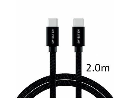SWISSTEN kabel USB-C USB-C textilní 2m 3A černá