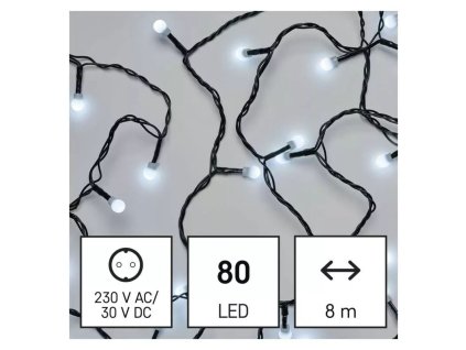 EMOS D5AC02  80LED  8m CW IP44 řetěz kulička bílá, časovač (ZY0901)