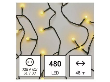 EMOS D5AW05 480LED 48m WW IP44 řetěz kulička teplá, časovač