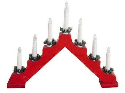 svícen vánoční el. 7 svíček,teplá BÍ,jehlan,dřev.ČRV,do zásuvky