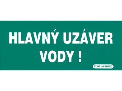 SK - Hlavný uzáver vody 210x87mm - samolepka