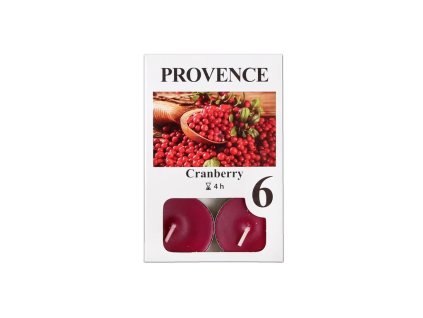 Provence svíčka vosková čajová 6ks brusinka 560227/89