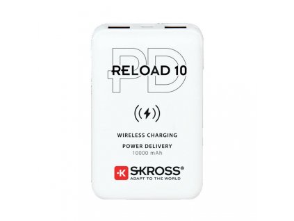 SKROSS powerbank Reload 10 Wireless Qi PD, 10000mAh, USB A+C, bílý