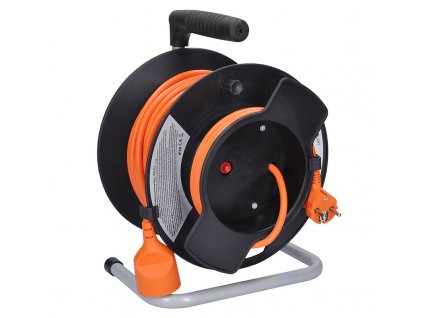 Solight prodlužovací přívod na bubnu, 1 zásuvka, 25m, oranžový kabel, 3x 1,5mm2