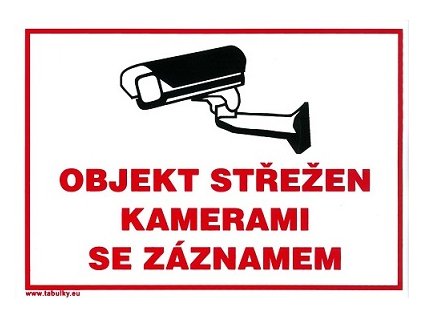 Objekt střežen kamerami se záznamem 150x210mm - samolepka