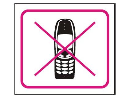 Zákaz mobilu - samolepka 100x90mm