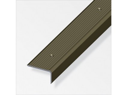 ALFER - Profil schodový široký rýhovaný děrovaný hliník elox bronz 1000x41x23mm