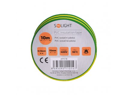 Solight izolační páska, 15mm x 0,13mm x 10m, žlutozelená