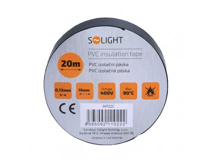 Solight izolační páska, 15mm x 0,13mm x 20m, černá