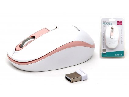 Omega mouse bezdrátová OM220WP bílo-růžová