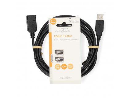 Nedis CCGL60010BK30 USB 2.0 prodlužovací kabel AM - AF 3m