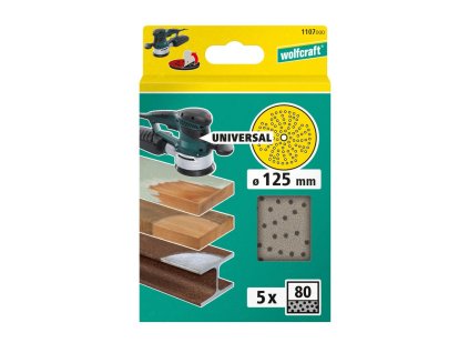 Wolfcraft Víceotvorové brus. kotouče pro excentrické brusky, zr.80, pr. 125 mm,  5ks 1107000