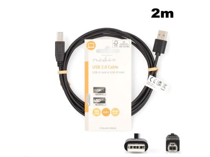 Nedis CCGL60101BK20 USB 2.0 kabel pro tiskárny AM - BM 2m