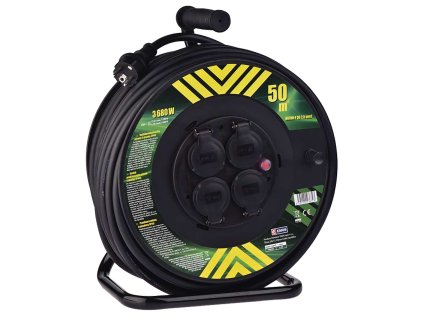 EMOS Prodlužovací gumový kabel na bubnu | 4 zásuvky, 230 V / 50 m, (2,5 mm²)