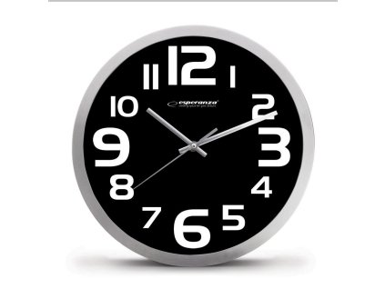 Esperanza EHC013K hodiny nástěnné ZURICH průměr 25cm hliník - černý ciferník