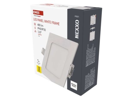 LED vestavné svítidlo NEXXO, čtvercové, bílé, 7W, neutrální bílá