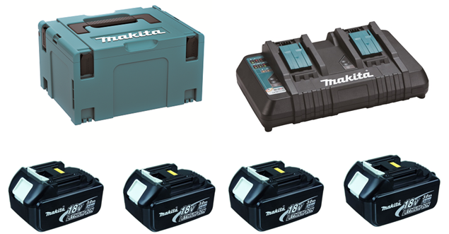 Makita 197720-6 sada Li-ion LXT 18V 4xBL1830 + dvojnabíječka DC18RD + Makpac