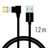 SWISSTEN kabel USB microUSB magnetický textilní úhlový 1,2m 3A černá