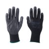 rukavice z polyesteru polomáčené v PU, černé, velikost 9"
