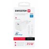 SWISSTEN mini adaptér GaN 230V 35W POWER DELIVERY 1xUSB-C + Lightning kabel 1,2m BÍLÁ