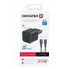 SWISSTEN mini adaptér GaN 230V 35W POWER DELIVERY 1xUSB-C + Lightning kabel 1,2m ČERNÁ