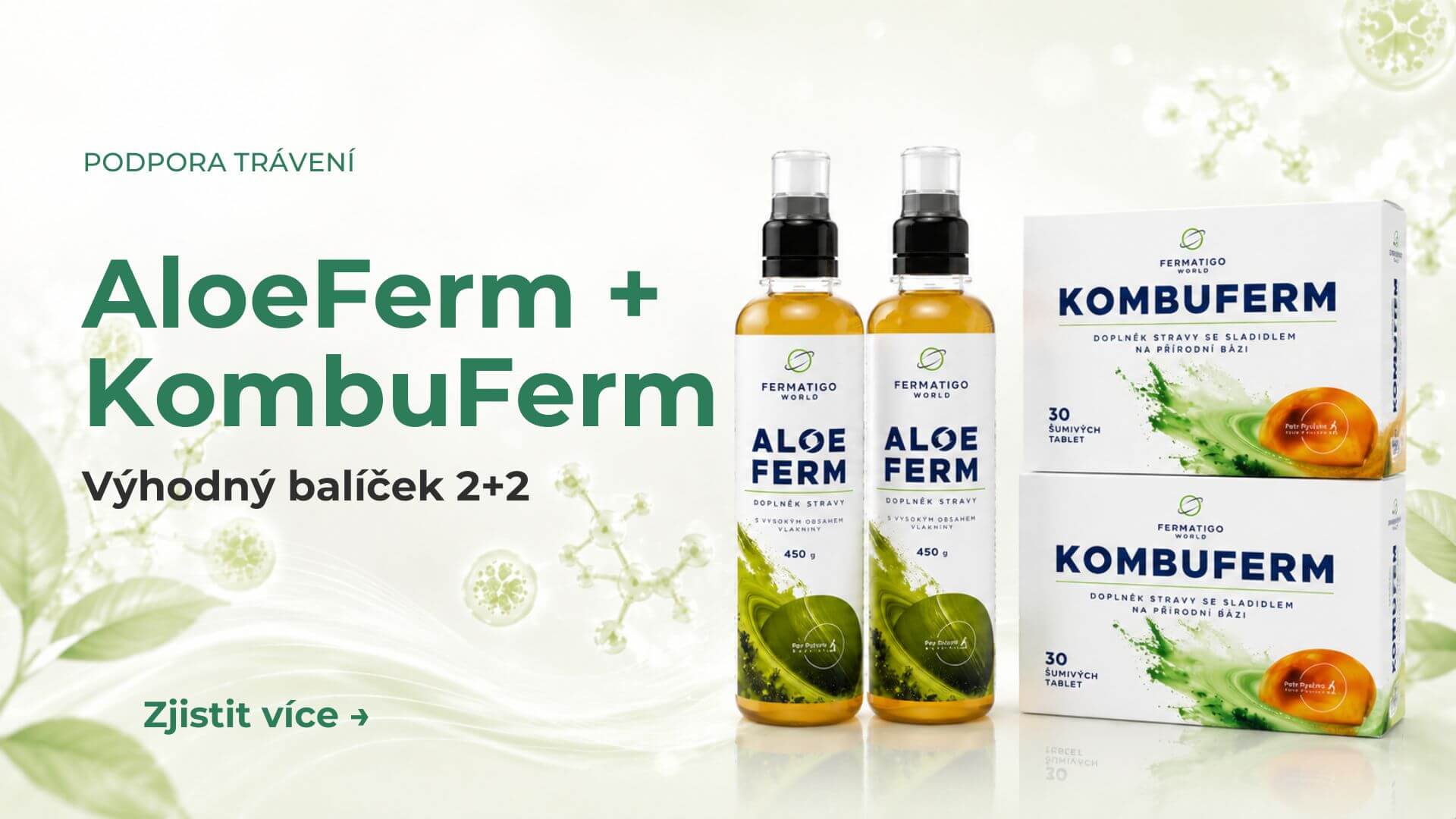 AloeFerm + KombuFerm 2+2 - Výhodný balíček pro trávení a mikrobiom