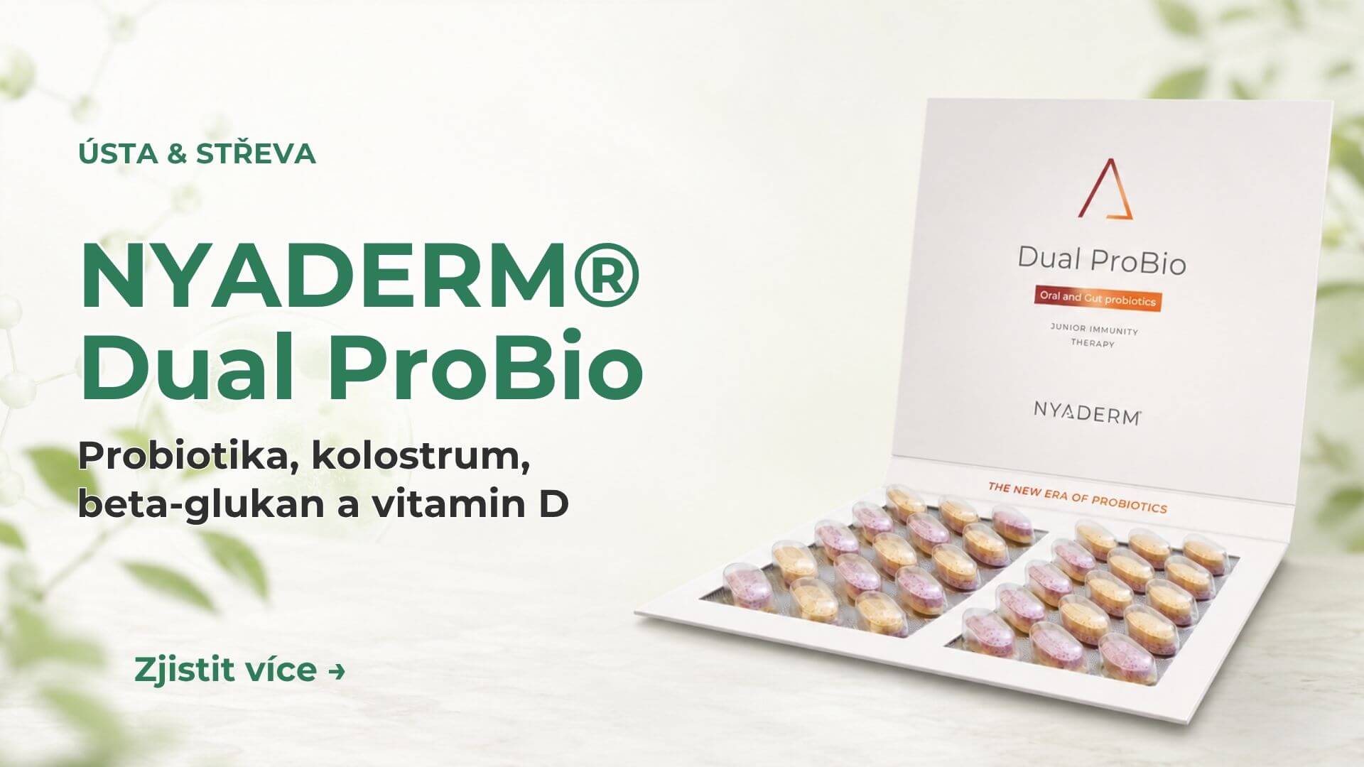 NYADERM® Dual ProBio – probiotika pro ústní dutinu a střeva
