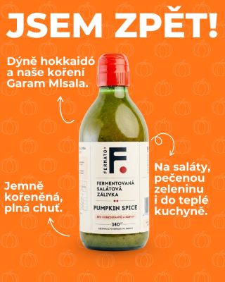 Podzimní posila dorazila 🎃🍂 Legendární příchuť Pumpkin Spice se vrací Jemně kořeněná fermentovaná zálivka s dýní hokkaido...