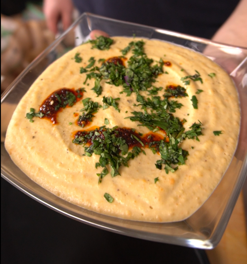 Vöröslencsés Hummusz