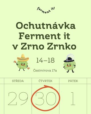Zveme tě na ochutnávku Ferment it! Ve čtvrtek 30. dubna (14:00–18:00) se na tebe budeme těšit v @zrno_zrnko v Nuslích. 🥬...