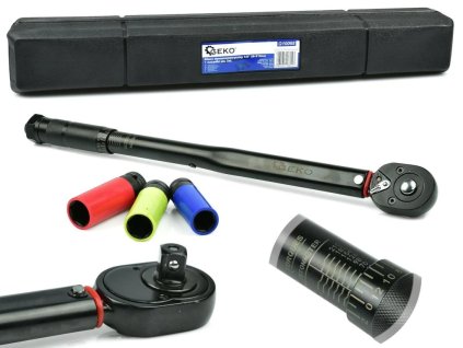 10696 geko 1 2 torque wrench 28 210nm sockets set black hd momentovy kluc 28 210 nm s nadstavcami