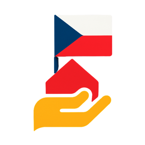 Logo znázorňující český původ výrobků kombinací české vlajky a domu, symbolizujícího lokální výrobu a kvalitu.