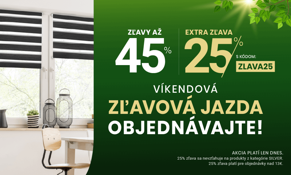 Zľavy až 45 % + naviac zľava 25 %