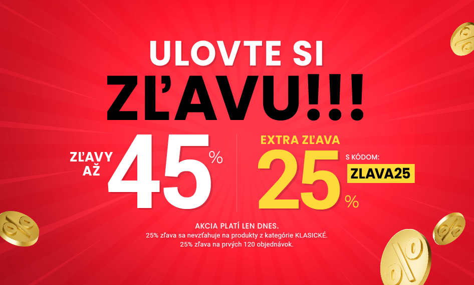 Zľavy až 45 % + naviac zľava 25 %